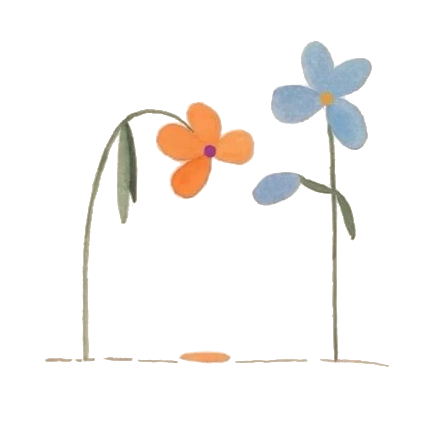 Illustrazione di due fiori, uno chinato verso l'altro.